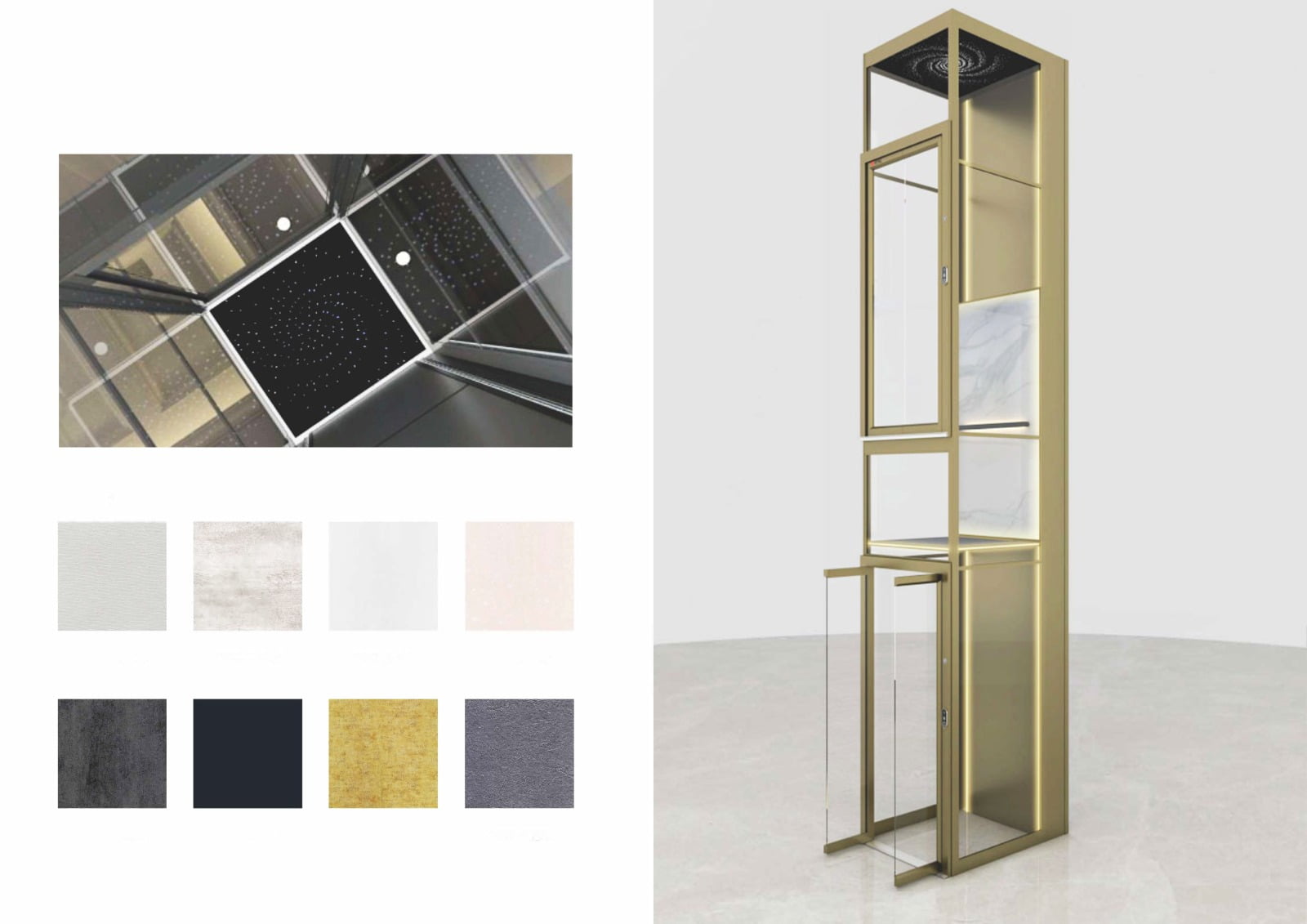 Villux Luxury Elevator Cam Kapılı Lüx Villa asansörü